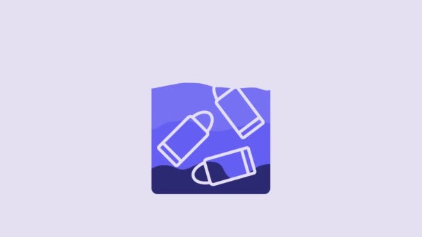 Blue Evidence Bag Bullet Icon Isolated Purple Background Video Motion — Video Stock