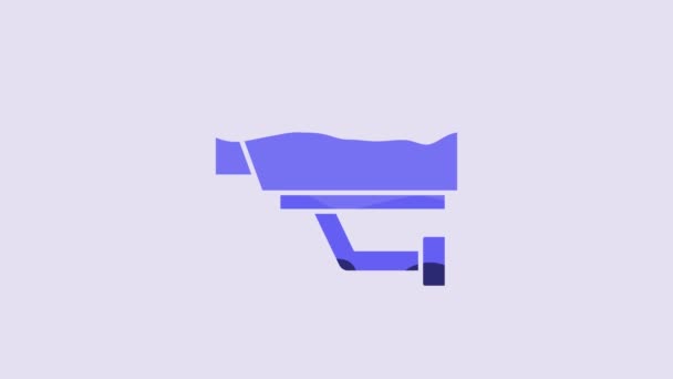 Icono Cámara Seguridad Azul Aislado Sobre Fondo Púrpura Animación Gráfica — Vídeo de stock