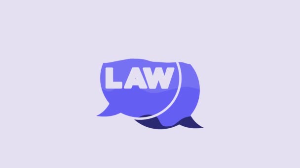 Icono Ley Azul Aislado Sobre Fondo Púrpura Animación Gráfica Vídeo — Vídeos de Stock