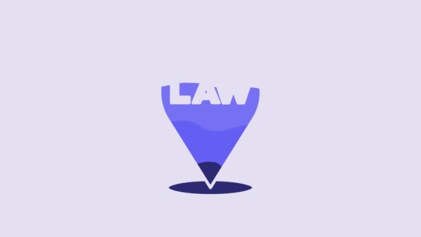 Niebieska Ikona Prawa Lokalizacji Odizolowana Fioletowym Tle Animacja Graficzna Ruchu — Wideo stockowe