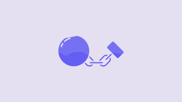 Modrá Koule Ikoně Řetězu Izolované Fialovém Pozadí Grafická Animace Pohybu — Stock video