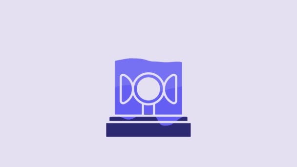Піктограма Сирени Blue Flasher Ізольована Фіолетовому Фоні Аварійно Блимаюча Сирена — стокове відео
