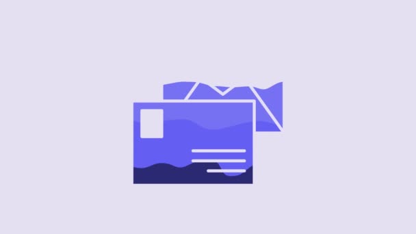 Блакитний Envelope Ікона Ізольована Фіолетовому Фоні Символ Листа Електронної Пошти — стокове відео
