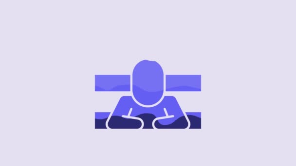 Blue Prisoner Icon Isolated Purple Background Video Motion Graphic Animation — Stockvideo