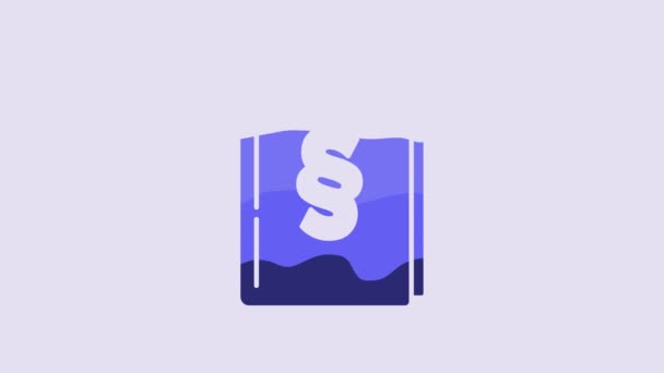 Blue Law Book Icon Isolated Purple Background Legal Judge Book — 비디오