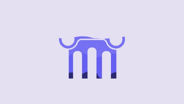 Icono Pilar Ley Azul Aislado Sobre Fondo Púrpura Animación Gráfica — Vídeos de Stock