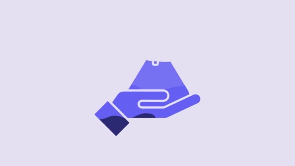 Иконка Синей Сумки Деньгами Выделена Фиолетовом Фоне Валюта Счета Видеографическая — стоковое видео
