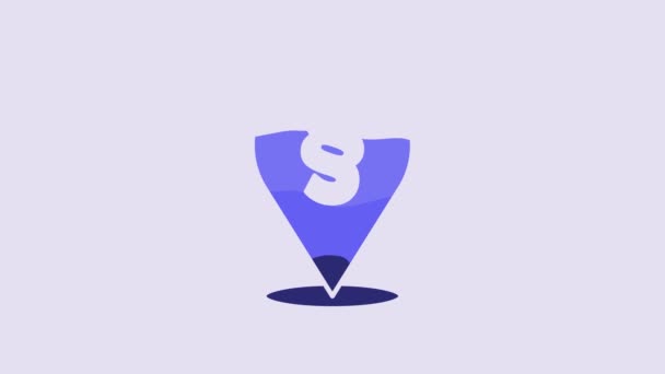 Icona Della Legge Blue Location Isolata Sfondo Viola Animazione Grafica — Video Stock