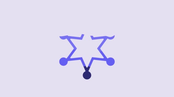 Blaues Hexagramm Sheriff Symbol Isoliert Auf Violettem Hintergrund Polizeiabzeichen Symbol — Stockvideo