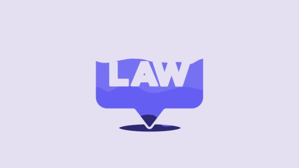 Blue Location Law Icon Isolated Purple Background Video Motion Graphic — ストック動画