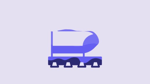 Blue High Speed Train Icon Isolated Purple Background Railroad Travel — Video Stock