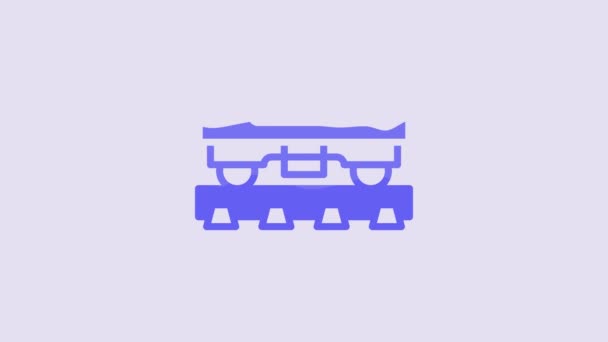 Icono Vagón Carga Azul Aislado Sobre Fondo Púrpura Vagón Carga — Vídeo de stock