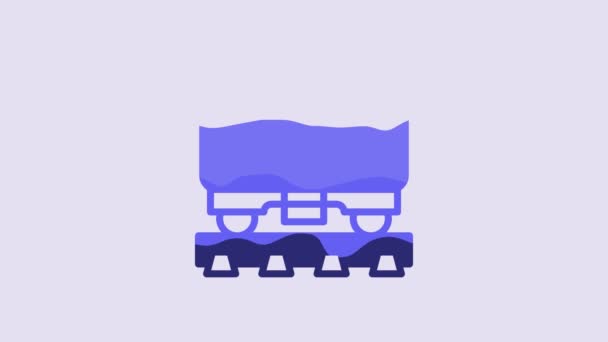 蓝煤火车车厢图标孤立在紫色背景 铁路运输 4K视频运动图形动画 — 图库视频影像