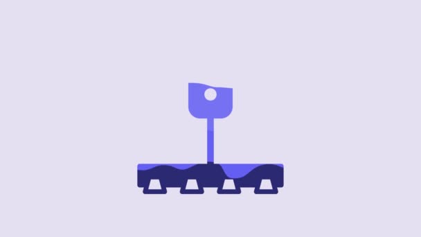 蓝色火车红绿灯图标隔离在紫色背景上 铁路红绿灯 以规范列车的运行 4K视频运动图形动画 — 图库视频影像