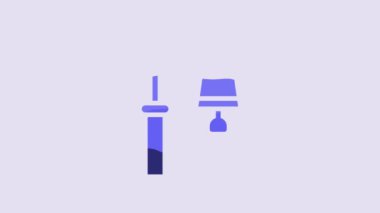 Blue Train station bell icon isolated on purple background. 4K Video motion graphic animation.