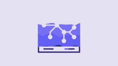 Blue Railway map icon isolated on purple background. 4K Video motion graphic animation.