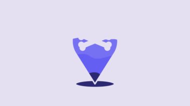 Blue Location pirate icon isolated on purple background. 4K Video motion graphic animation.
