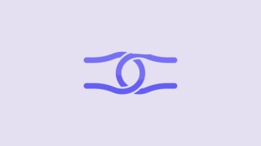 Blue Rope tied in a knot icon isolated on purple background. 4K Video motion graphic animation.