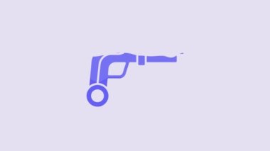 Blue Vintage pistols icon isolated on purple background. Ancient weapon. 4K Video motion graphic animation.
