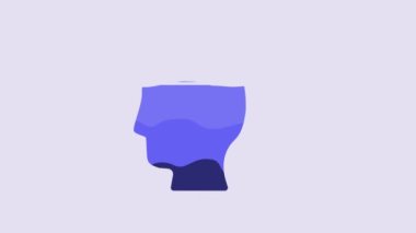 Blue Pirate captain icon isolated on purple background. 4K Video motion graphic animation.