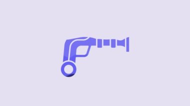 Blue Vintage pistols icon isolated on purple background. Ancient weapon. 4K Video motion graphic animation.