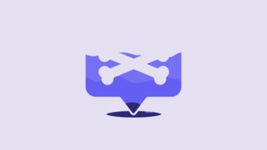 Blue Location pirate icon isolated on purple background. 4K Video motion graphic animation.