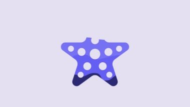 Blue Starfish icon isolated on purple background. 4K Video motion graphic animation.