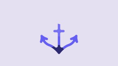 Blue Anchor icon isolated on purple background. 4K Video motion graphic animation.