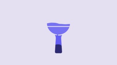 Blue Rattle baby toy icon isolated on purple background. Beanbag sign. 4K Video motion graphic animation.