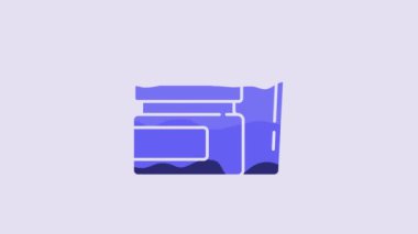 Blue Baby food icon isolated on purple background. 4K Video motion graphic animation.