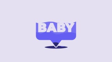 Blue Baby icon isolated on purple background. 4K Video motion graphic animation.