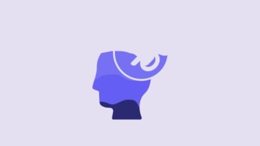 Blue Baby dummy pacifier icon isolated on purple background. Toy of a child. 4K Video motion graphic animation.