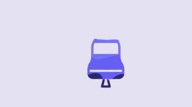 Blue Ship bell icon isolated on purple background. 4K Video motion graphic animation.