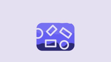 Blue Suitcase for travel icon isolated on purple background. Traveling baggage sign. Travel luggage icon. 4K Video motion graphic animation.