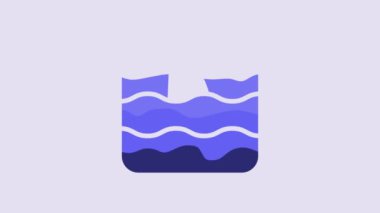 Blue Shark fin in ocean wave icon isolated on purple background. 4K Video motion graphic animation.