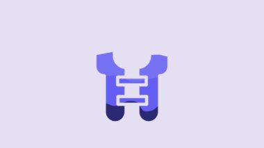 Blue Life jacket icon isolated on purple background. Life vest icon. Extreme sport. Sport equipment. 4K Video motion graphic animation.