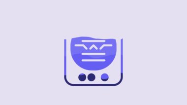 Blue Attitude indicator is an instrument used in an aircraft to inform the pilot of the orientation of the aircraft icon isolated on purple background. 4K Video motion graphic animation.