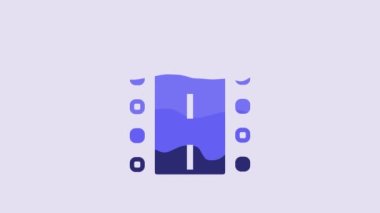 Blue Airport runway for taking off and landing aircrafts icon isolated on purple background. 4K Video motion graphic animation.