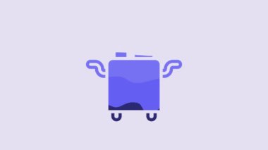 Blue Trolley for food and beverages icon isolated on purple background. 4K Video motion graphic animation.