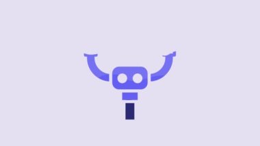 Blue Aircraft steering helm icon isolated on purple background. Aircraft control wheel. 4K Video motion graphic animation.