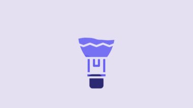 Blue Hot air balloon icon isolated on purple background. Air transport for travel. 4K Video motion graphic animation.
