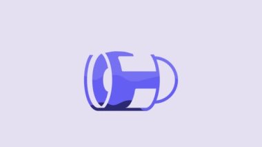 Blue Jet engine turbine icon isolated on purple background. Plane turbine. Airplane equipment. Jet propeller. Aviation service. Motor running. 4K Video motion graphic animation.