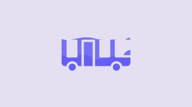 Blue Airport bus icon isolated on purple background. 4K Video motion graphic animation.