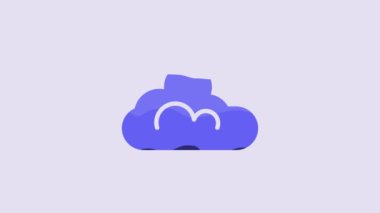 Blue Cloud weather icon isolated on purple background. 4K Video motion graphic animation.