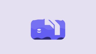 Blue Ice hockey goal with net for goalkeeper icon isolated on purple background. 4K Video motion graphic animation.