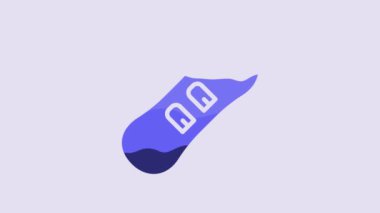 Blue Snowboard icon isolated on purple background. Snowboarding board icon. Extreme sport. Sport equipment. 4K Video motion graphic animation.