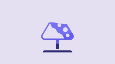 Blue Road sign avalanches icon isolated on purple background. Snowslide or snowslip rapid flow of snow down a sloping surface. 4K Video motion graphic animation.