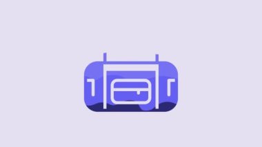 Blue Sport bag icon isolated on purple background. 4K Video motion graphic animation.