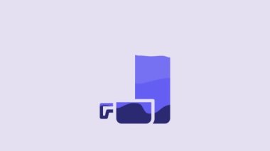 Blue Thermos container icon isolated on purple background. Thermo flask icon. Camping and hiking equipment. 4K Video motion graphic animation.