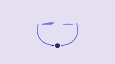 Blue Eyeglasses icon isolated on purple background. 4K Video motion graphic animation.